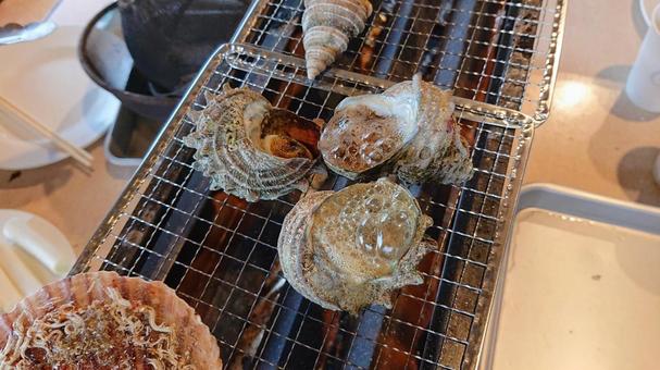 浜焼き 浜焼き 浜焼き,サザエ,海鮮の写真素材