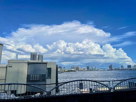 東京湾と夏の積乱雲 東京湾と夏の積乱雲の写真