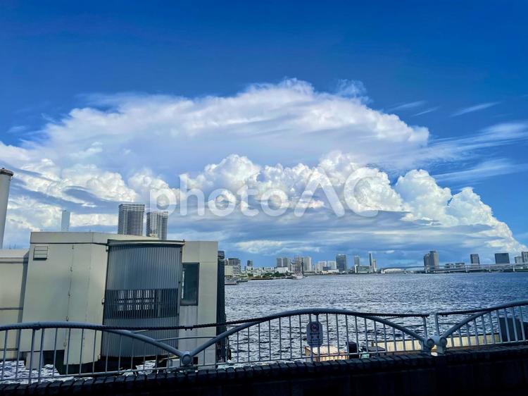 東京湾と夏の積乱雲 東京湾,海,積乱雲の写真素材