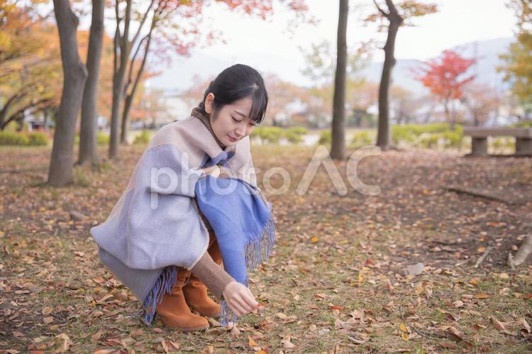 紅葉狩り・秋の訪れを感じる女性 紅葉,秋,女性の写真素材