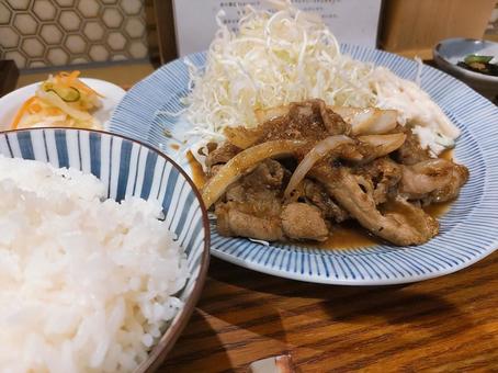 Photo, grilled ginger, ginger, pork, 