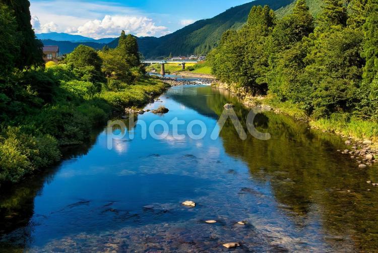 郡上の里を流れる清流、長良川 長良川,清流,郡上の写真素材