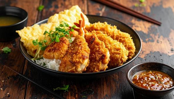 鳥の唐揚げ、とり天、竜田揚げ 鳥の唐揚げ、とり天、竜田揚げの写真