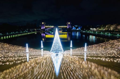 富岩運河環水公園のイルミネーション 環水公園,イルミネーション,キラキラの写真素材