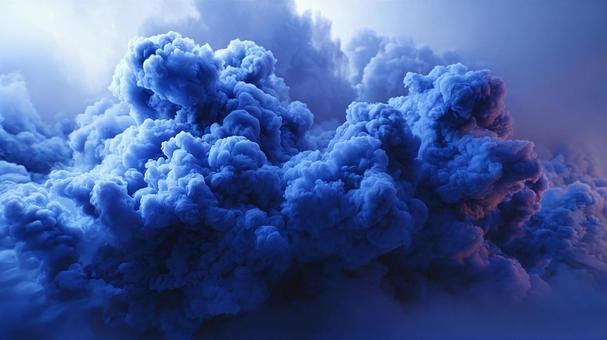 雲のように広がる青いスモーク 雲のように広がる青いスモークの写真