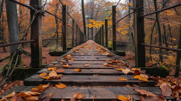 紅葉の吊り橋 紅葉の吊り橋の写真