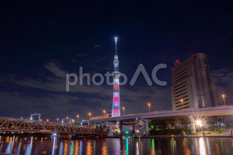 特別ライティング（ラグビー日本代表）のスカイツリー スカイツリー,ラグビー,日本代表の写真素材