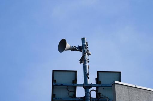 防災無線 サイレン,防災訓練,避難の写真素材
