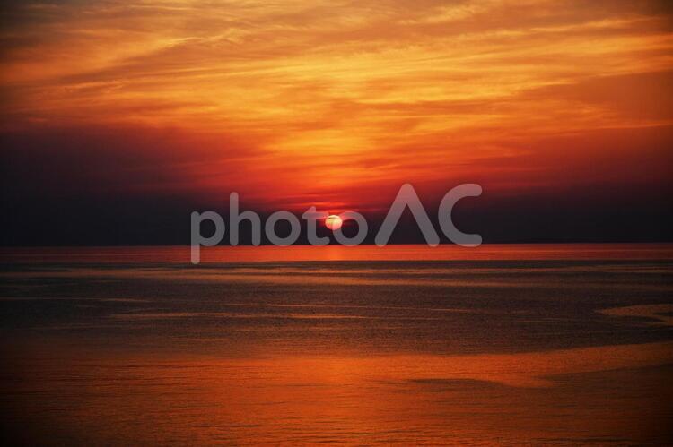 日本海 夕日 日本海 夕日 日本海,夕日,夕焼けの写真素材