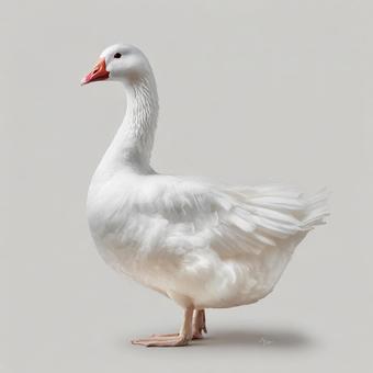 白い背景に映える、純粋な白いガチョウの姿 白い背景に映える、純粋な白いガチョウの姿の写真