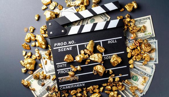 映画収入 カチンコとミニチュアの金塊 映画収入 カチンコとミニチュアの金塊の写真