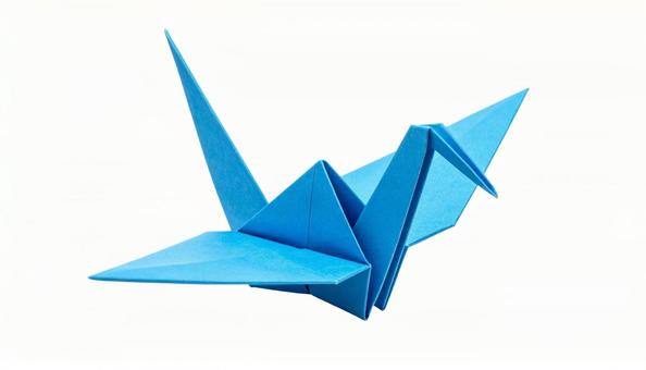 水色の折り鶴 折り紙 (背景透過) 水色の折り鶴 折り紙 (背景透過)の写真