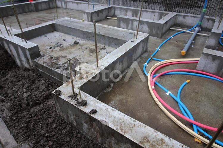 新築戸建ての基礎工事 新築,基礎工事,戸建の写真素材