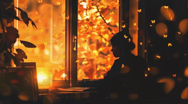 秋の夜長と虫の声の写真