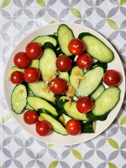 きゅうりとトマトの山盛りサラダ きゅうりとトマトの山盛りサラダ サラダ,野菜サラダ,トマトの写真素材