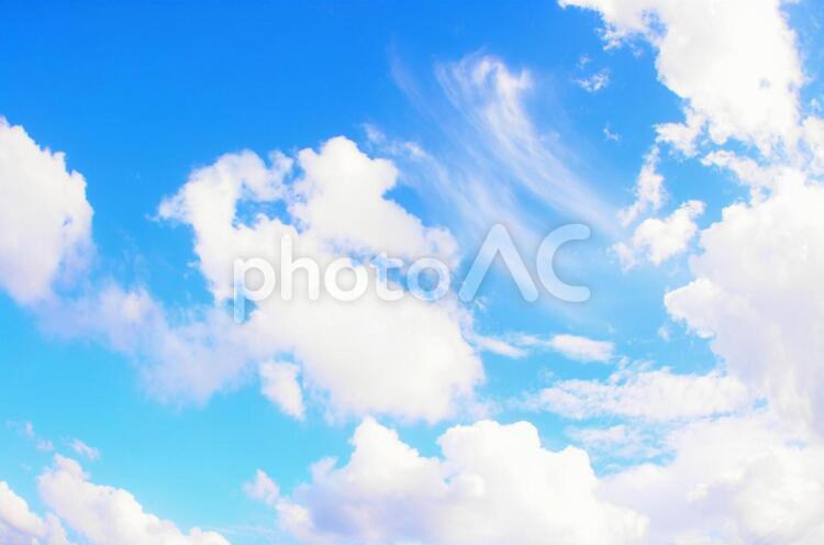 見上げた青空と雲 青空,素材,テクスチャの写真素材