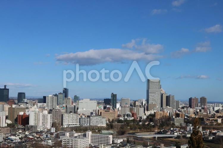 仙台市街の眺め 仙台市,仙台のオフィス街,仙台の街並みの写真素材