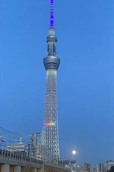 スカイツリー 空 ライトアップ スカイツリー 空 ライトアップの写真