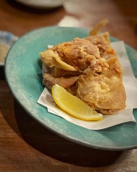 レモン添えの唐揚げ 唐揚げ,からあげ,鶏皮の写真素材