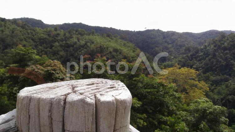 タイの山裾から一望出来る風景 丘,何人もありません,古いですの写真素材