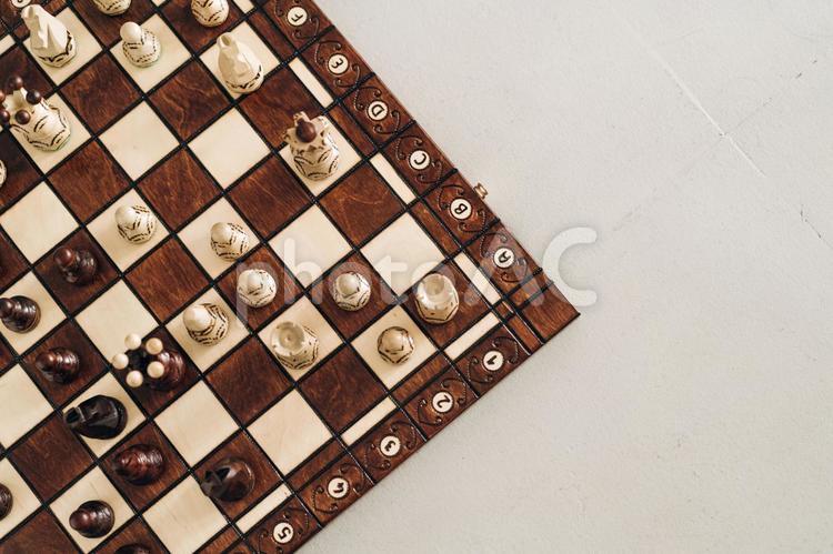 チェスセット（俯瞰） チェス,人物なし,物撮りの写真素材