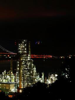 Una hermosa fábrica de Muroran Vista nocturna, JPG