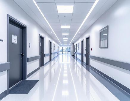 バリアフリーの病院の廊下の写真