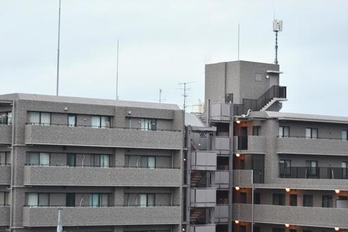 朝靄とマンション 朝靄とマンションの写真