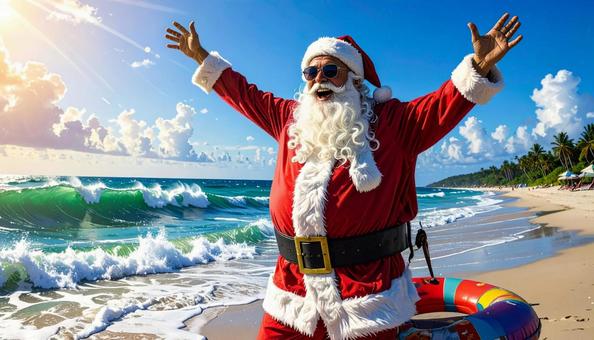 バカンス中のサンタクロース バカンス中のサンタクロースの写真