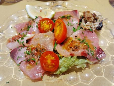 ブリのカルパッチョ ブリ,カルパッチョ,イタリアンの写真素材