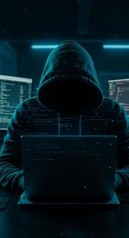 パーカーをかぶった匿名のハッカー パーカーをかぶった匿名のハッカーの写真