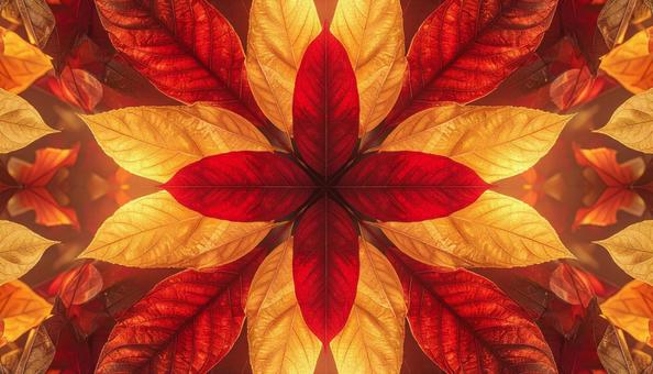 赤と金の紅葉が描く幻想的な花模様 赤と金の紅葉が描く幻想的な花模様の写真