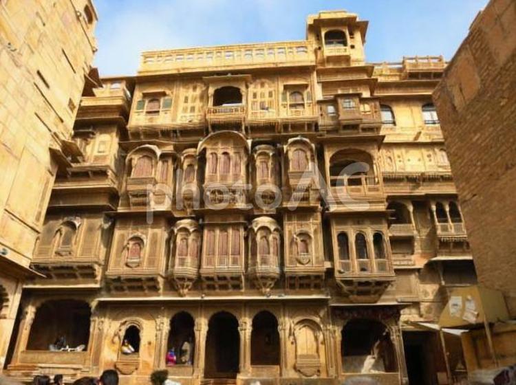 インド　ジャイサルメールの飾り窓　8 飾り窓,インド,ジャイサルメールの写真素材