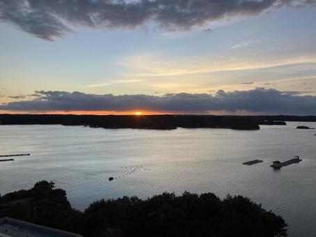 賢島　海と日の出 賢島,海,朝日の写真素材
