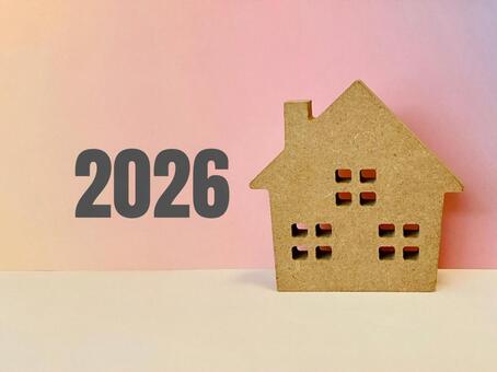 2026の文字と家の模型 2026,不動産,家の写真素材