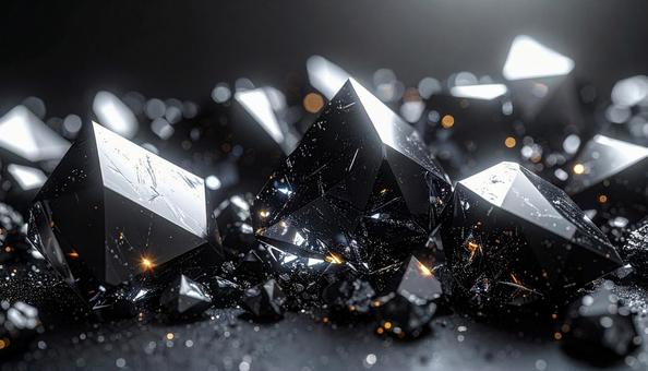 漆黒に輝く鉱石の結晶 漆黒に輝く鉱石の結晶の写真