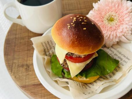 バーガー バーガー チーズバーガー,ハンバーガー,パンの写真素材