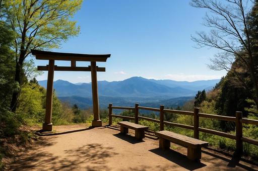 鳥居と山々の絶景 鳥居と山々の絶景の写真