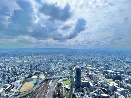 大阪の街 大阪の街 町並み,大阪,空撮の写真素材