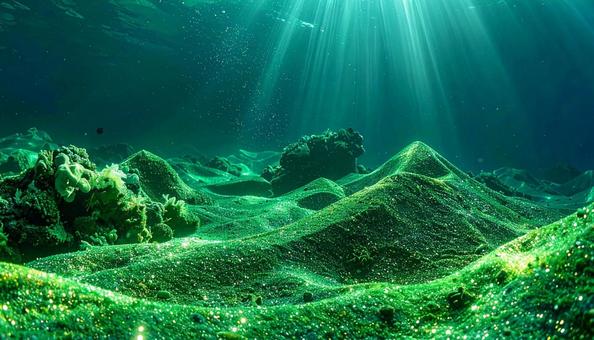 珊瑚とペリドットの光る海底世界 珊瑚とペリドットの光る海底世界の写真