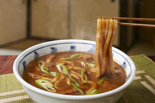 カレーうどん カレーうどん カレーうどん,うどん,はしあげの写真素材