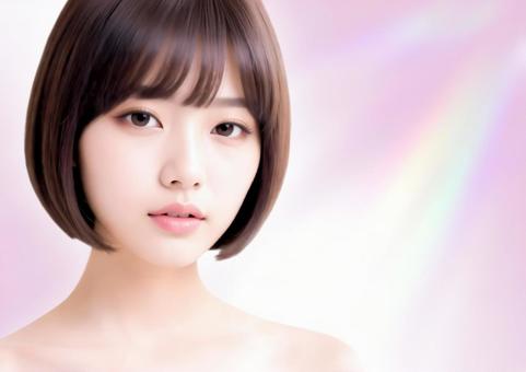 ボブヘアの女性・美容イメージ・ピンク01 ボブヘアの女性・美容イメージ・ピンク01の写真