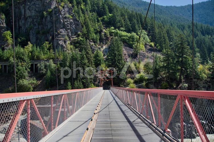 フレ－ザ－川に架かるヘルズゲイト吊り橋　 吊り橋,橋,ヘルズゲイトの写真素材