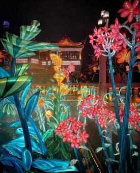 幻想的に輝く中国の花灯イルミネーション 幻想的に輝く中国の花灯イルミネーションの写真