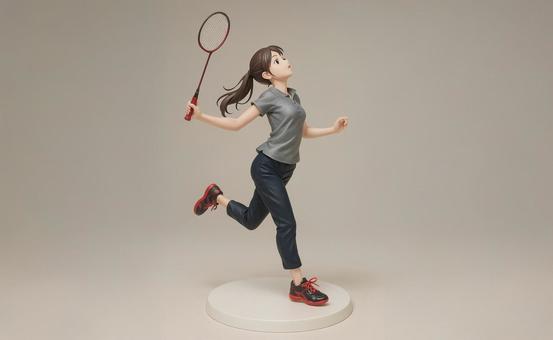バドミントンをする女性のフィギュア バドミントンをする女性のフィギュアの写真
