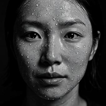 汗 女性 汗 女性の写真