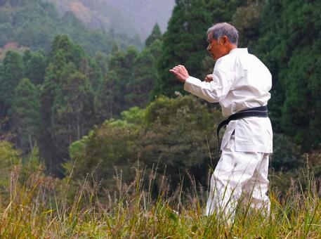 空手（構え） 空手,蹴り,正面の写真素材