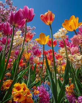 光に包まれた花畑 光に包まれた花畑の写真