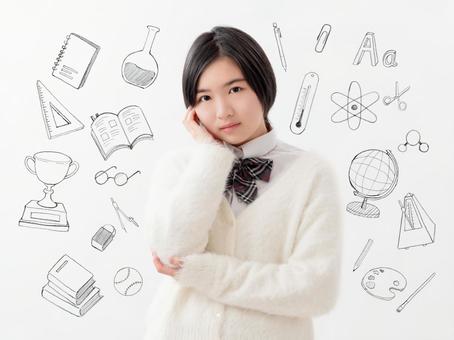 Image of high school girls thinking Study sketch Image of high school girls thinking Study sketch