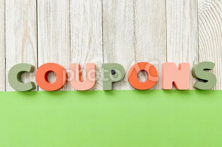 クーポンの英語文字 クーポン,割引,割引券の写真素材